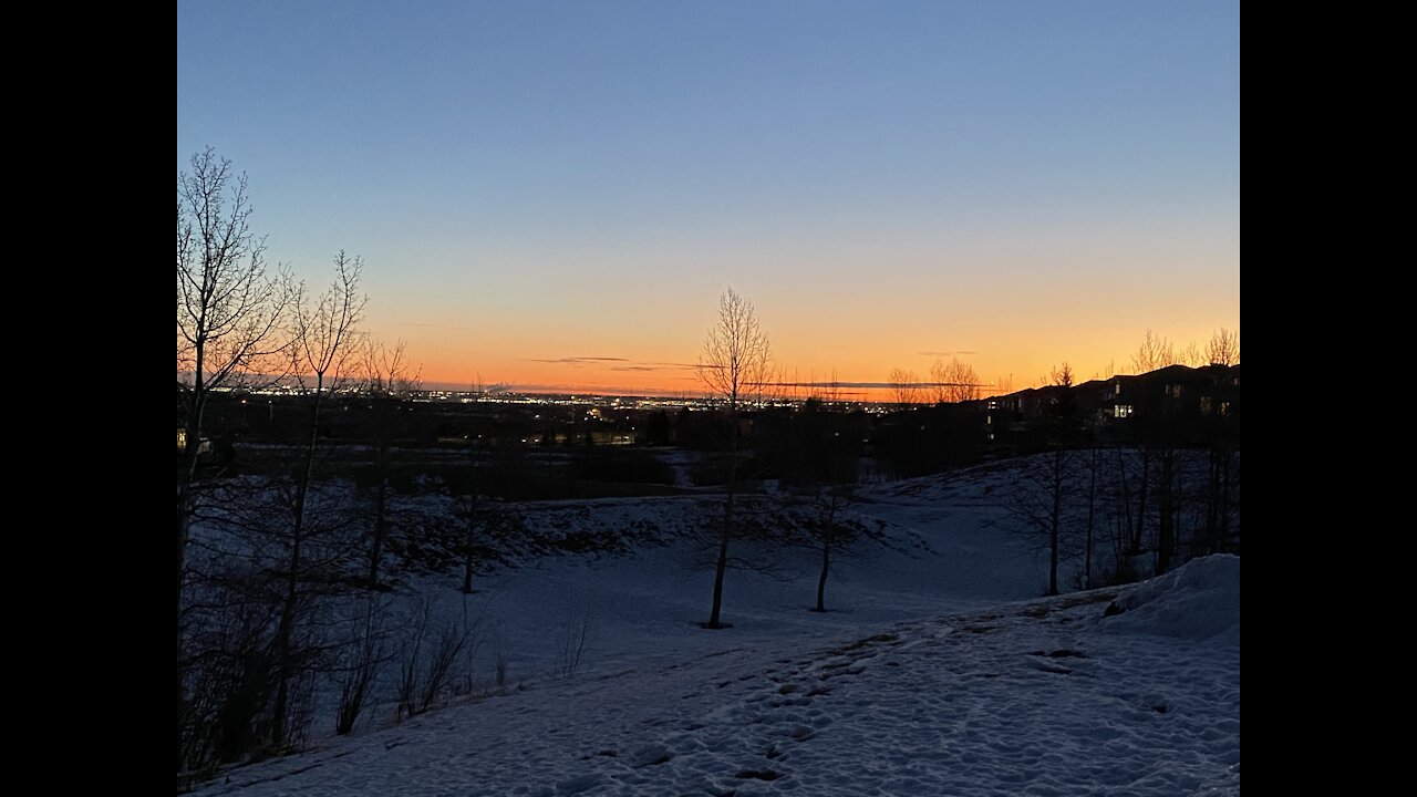 Beautiful orange colours sunrise in Calgary, Alberta