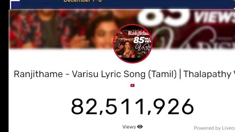 Ranjithame - Varisu Lyric Song- live count