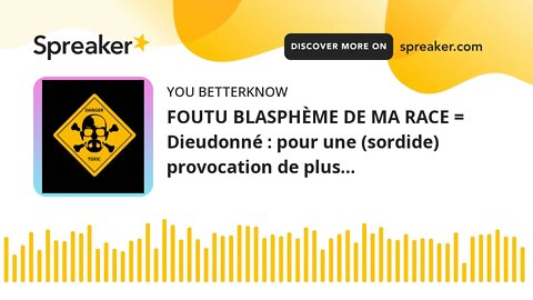 FOUTU BLASPHÈME DE MA RACE = Dieudonné : pour une (sordide) provocation de plus…