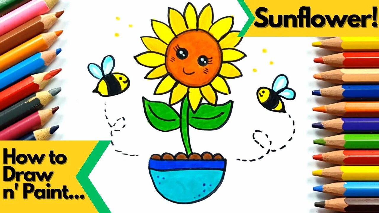 How to Draw and Paint a Cute Sunflower