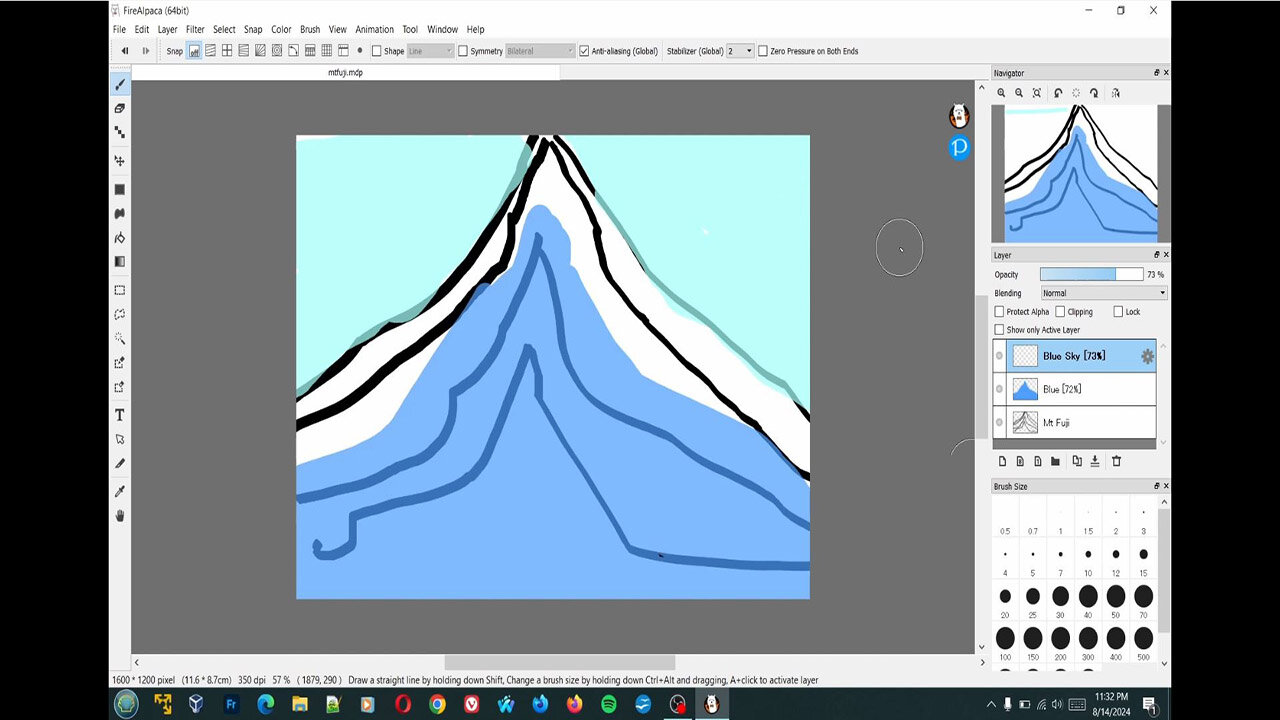 Mt. Fuji Marker Drawing in FireAlpaca