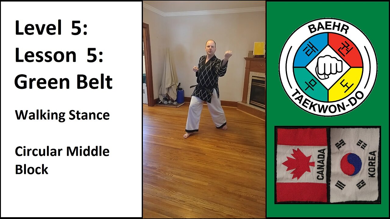 Baehr Taekwondo: 05-05: Green Belt: Walking Stance - Circular Middle Block