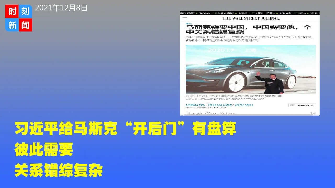 习近平“独宠”马斯克，特意“开后门”只因彼此各有盘算，互相需要，关系错综复杂。《时刻新闻》2021年12月8日