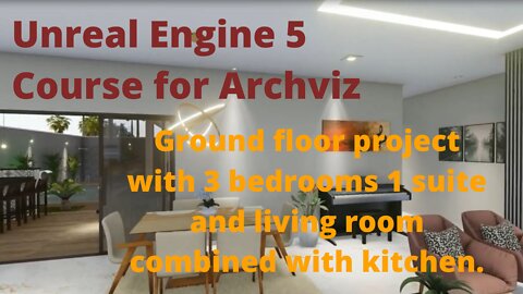 Ground floor project with 3 bedrooms 1 suite and living room combined with kitchen.