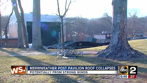 Merriweather Post Pavilion roof collapses potentially from strong winds