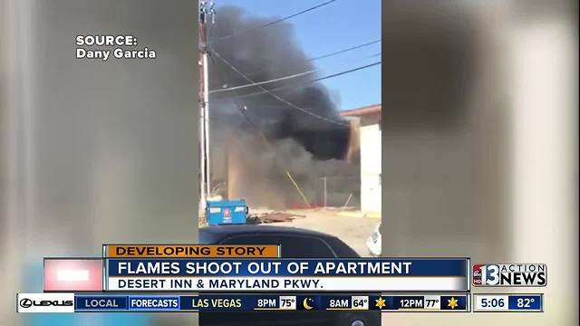 Flames shoot out of apartment on fire near Desert Inn and Marland