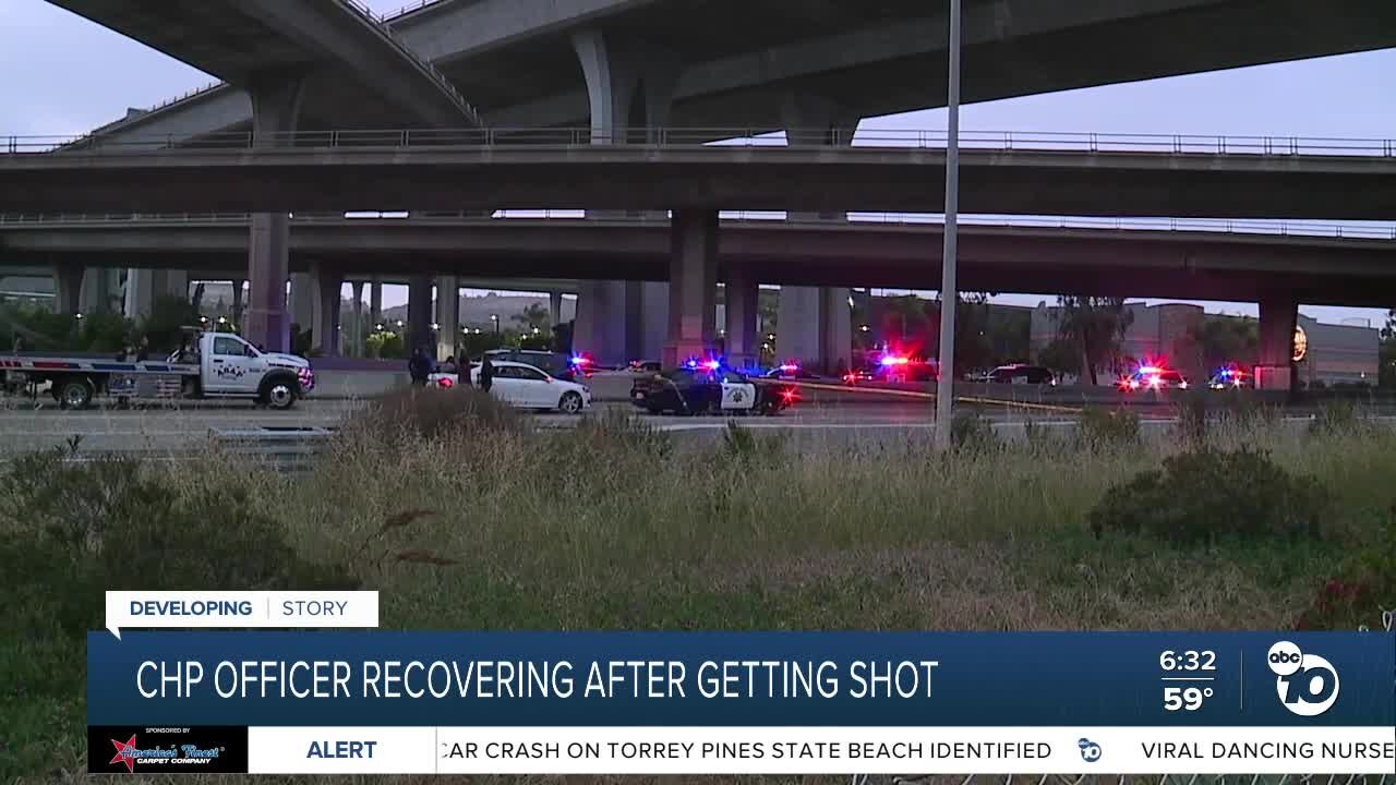 CHP officer recovering after being shot on freeway