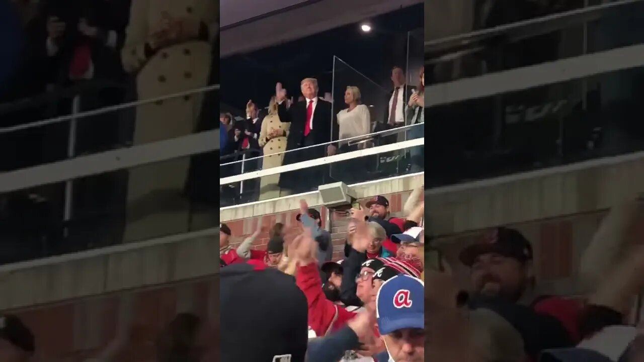 PRESIDENT TRUMP Atlanta Braves baseball game 10-30-21 doing the Tomahawk Chop