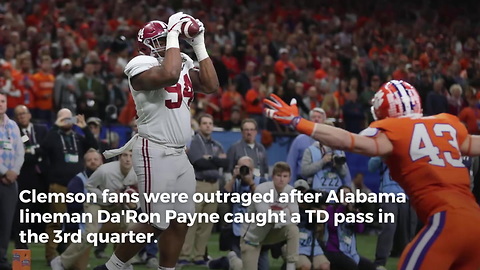 Clemson Fans Cry Foul After 308-Pound Lineman Catches TD Pass