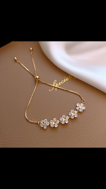 Luxury Flower Zircon Adjustable Party Bracelet