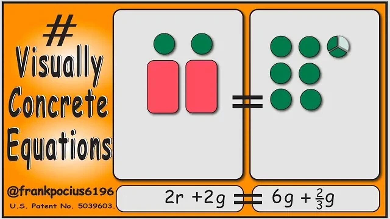 VISUAL EQUATION _ 2r +2g = 6g +2/3 g _ SOLVING BASIC EQUATIONS _ SOLVING BASIC WORD PROBLEMS