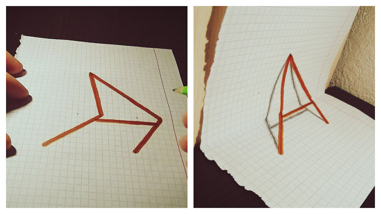 Draw the letter A with a 3D effect