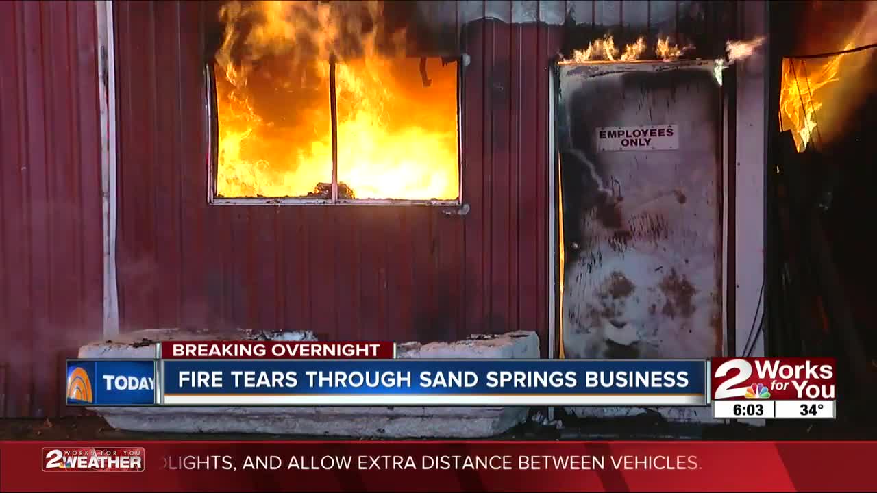 Fire tears through Sand Springs business