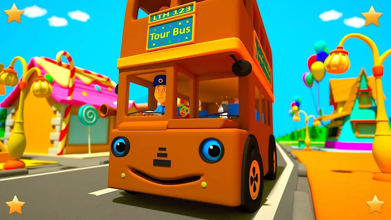 Brown Wheels on the Bus | Kindergarten Nursery Rhymes & Songs for Kids