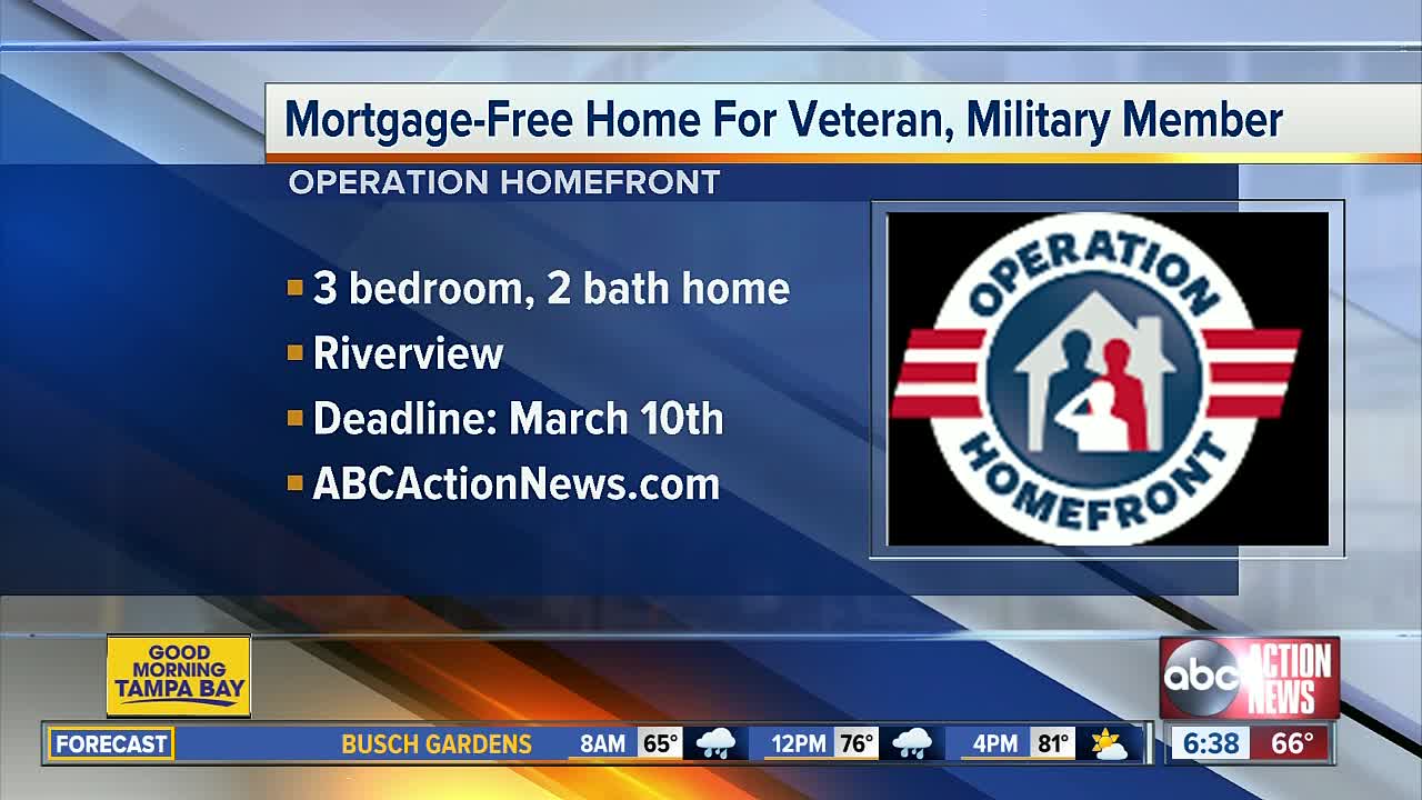 Mortgage-free home for veteran, military member in Riverview
