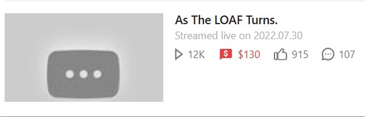 7-30-2022 The YouTube Underground PRIVATED "As The LOAF Turns" no chat