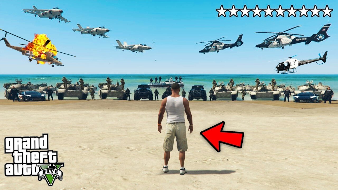 GTA 5 : Franklin Vs Police & Military In Gta 5 ! (GTA 5 mods)