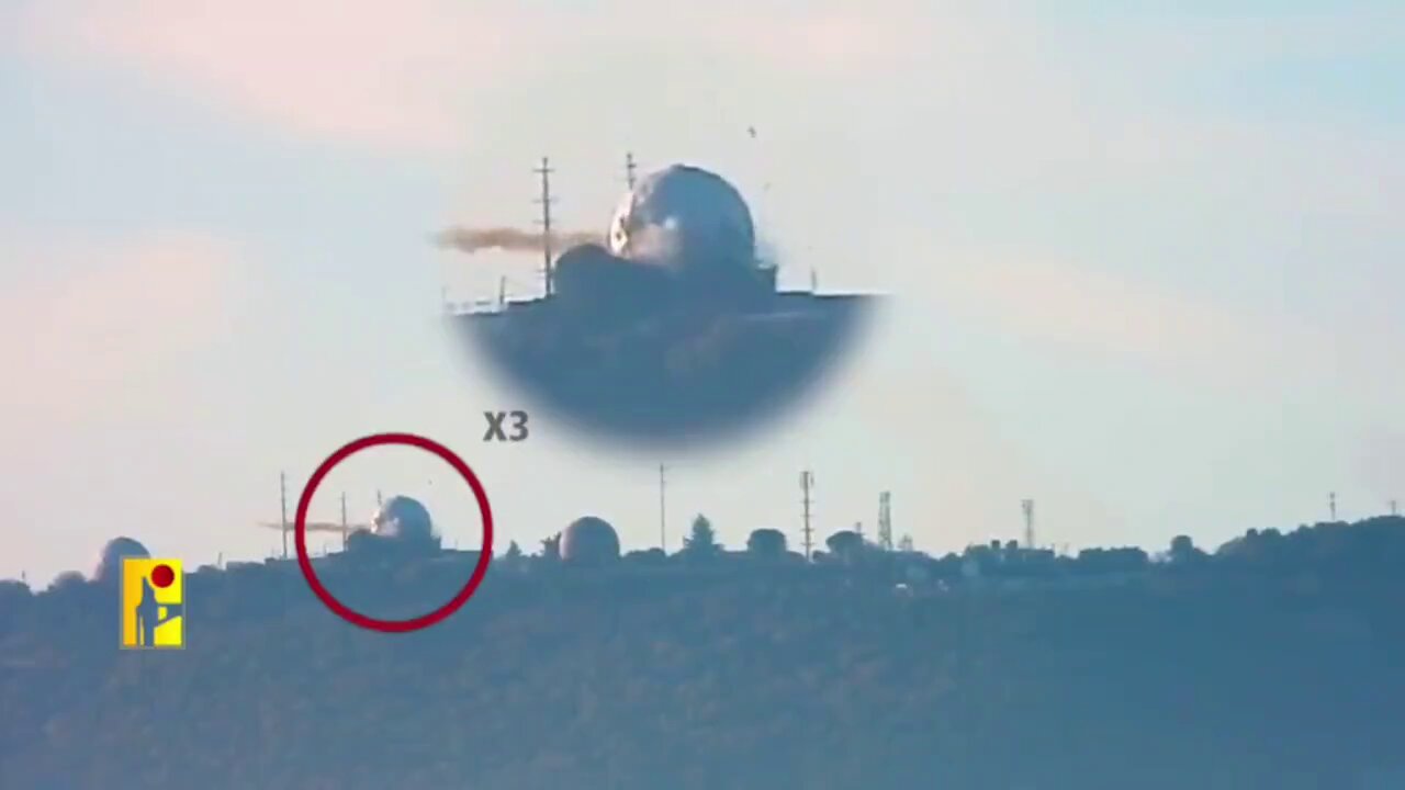 Hezbollah releases footage of a rocket attack on the Israeli Air Force's airspace control