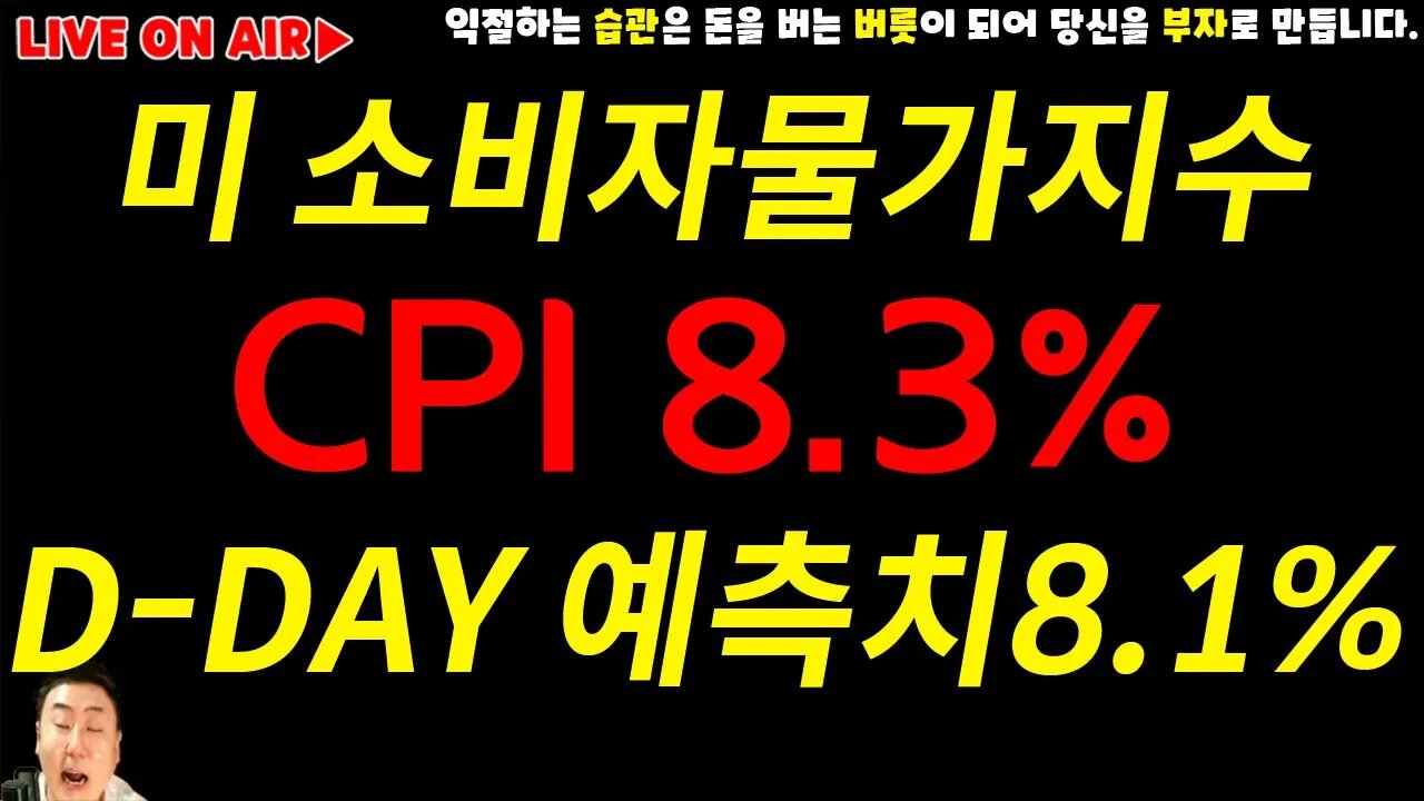 CPI 8.3%(근원6.3%, 악재) 미국 소비자물가지수 | 15~22일 FOMC PPI RS IP MtGox 분할매수 가즈아|비트코인 전망 차트분석 비트코인 실시간 방송 쩔코TV