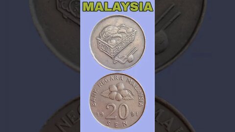 Malaysia 20 sen 1991.#shorts #coinnotesz