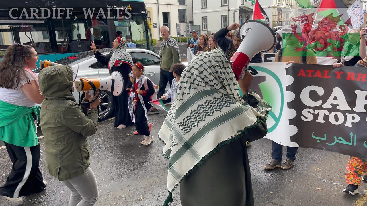 March for Palestine. Park Place - 2, Cardiff, South Wales