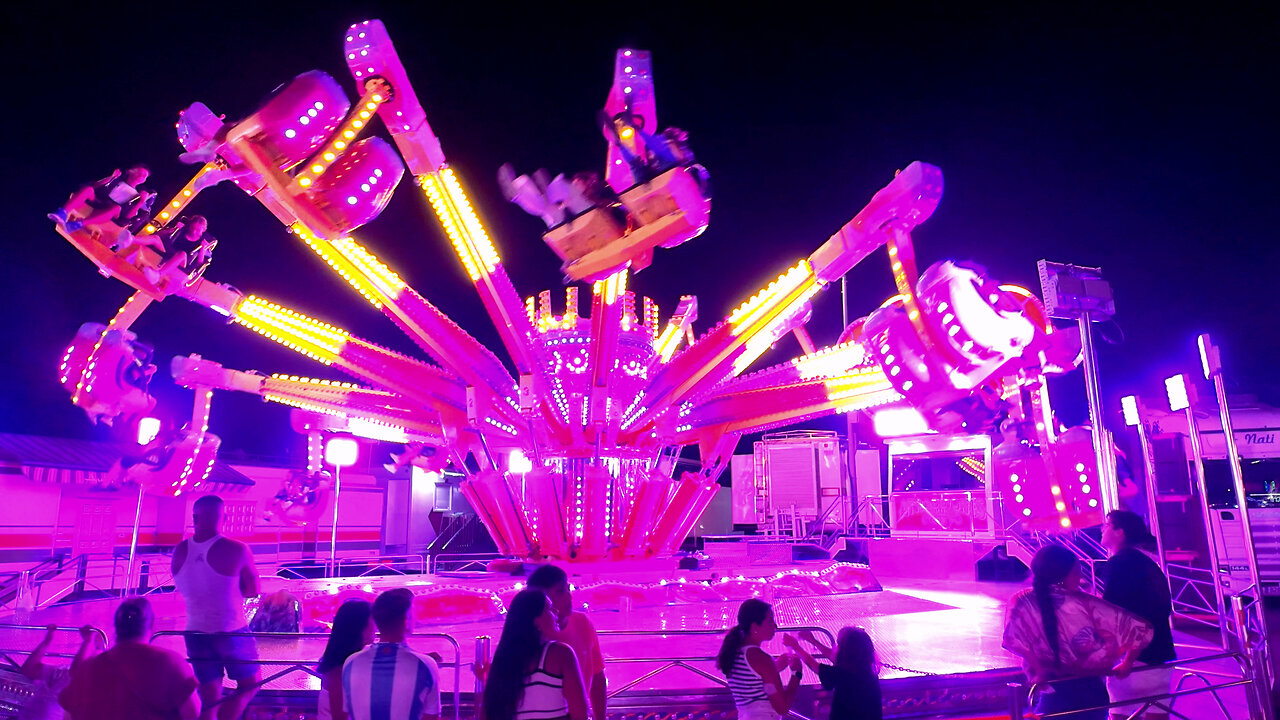 🎡 Amusement Park Ride Life Royalty Free Stock Footage, background [4K 60FPS]