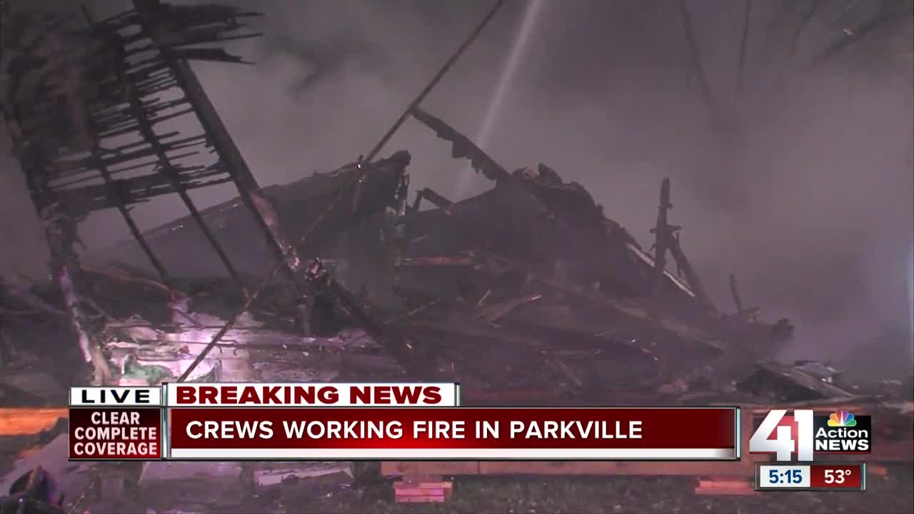 Home destroyed, road closed after downtown Parkville fire