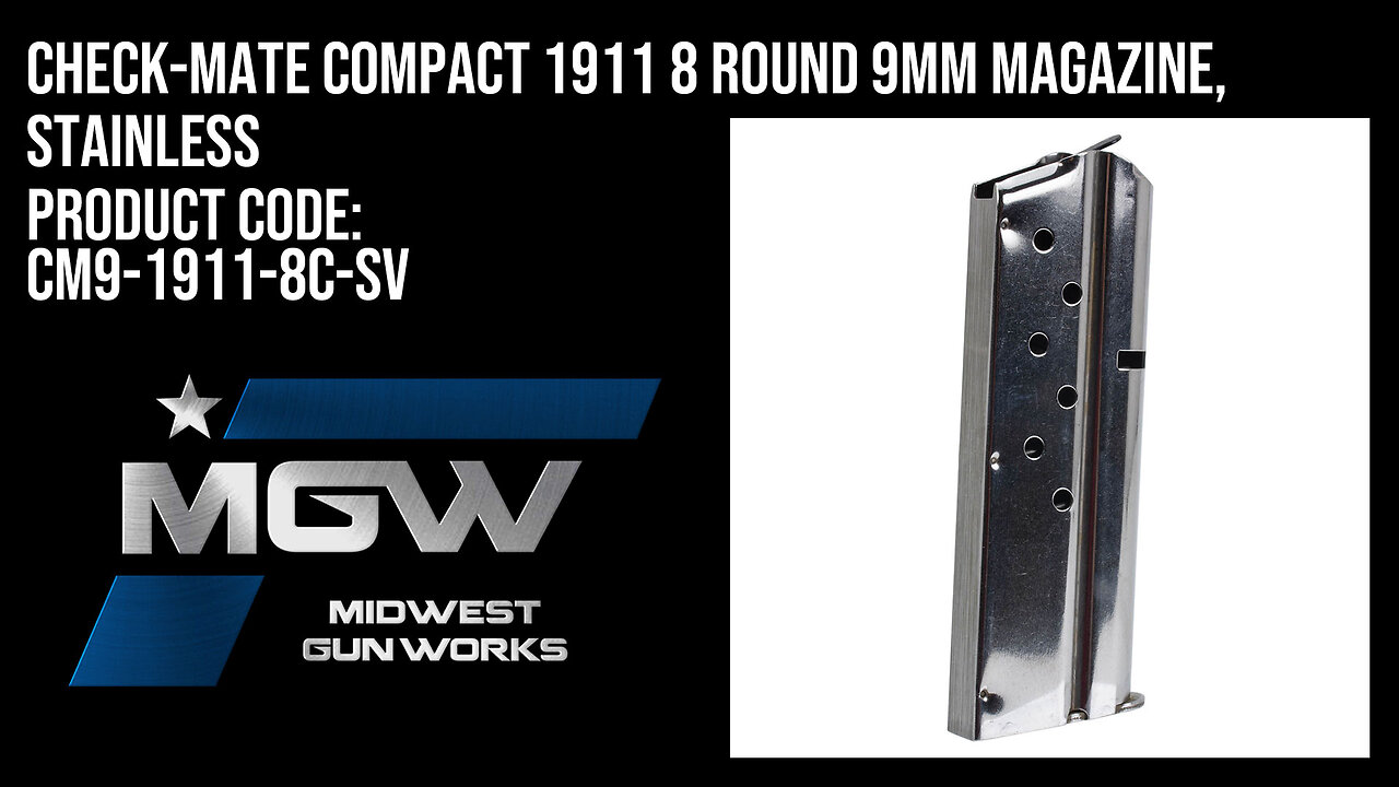 Check-Mate Compact 1911 8 Round 9mm Magazine, Stainless - CM9-1911-8C-S