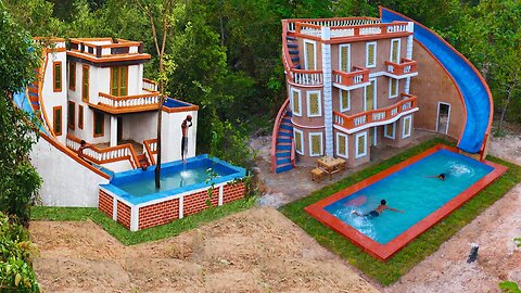 How To Build Creative Top 2 Video Wonderful Mud Villa With Water Slide Park To Swimming Pool