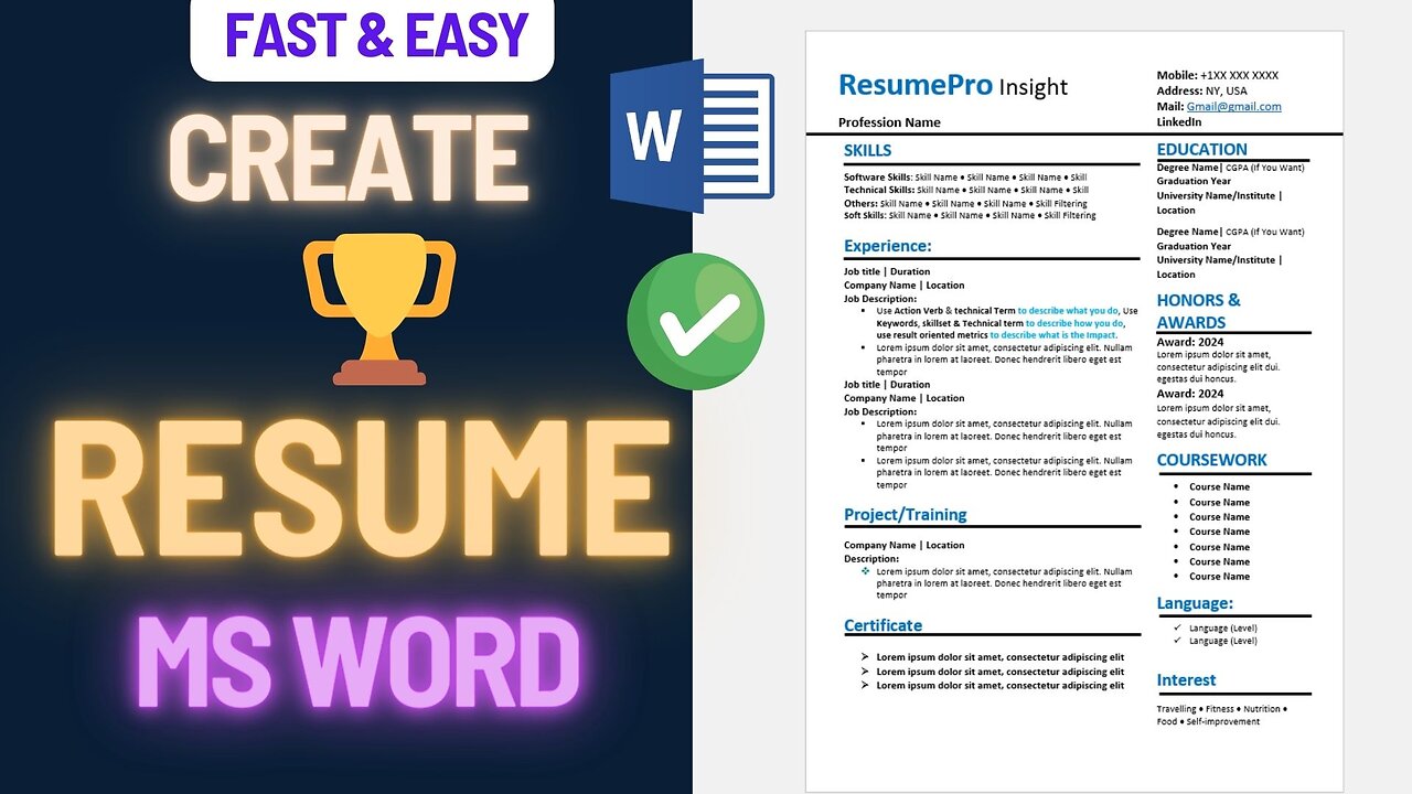 How to Create a Winning Resume in MS Word in 2024 Fast & Easy Guide)