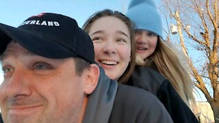 Sandwich Snow Sledding at Papas House!