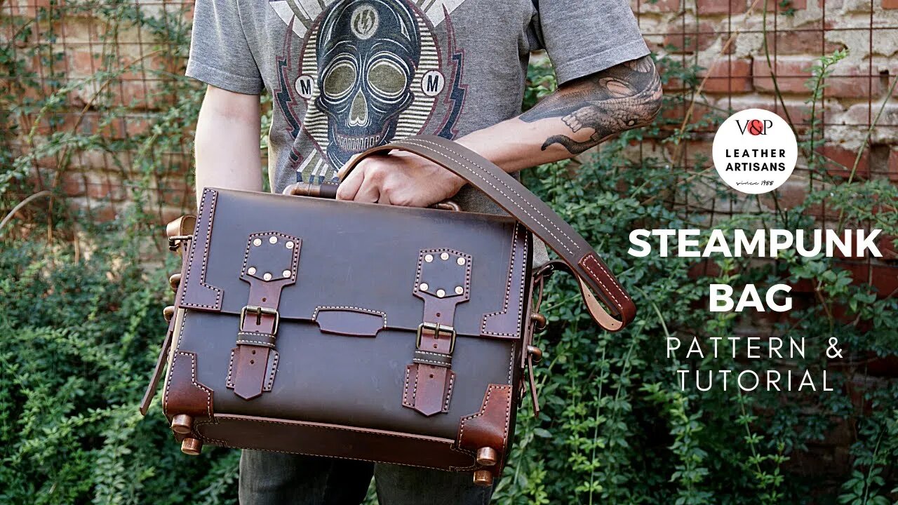 Steampunk Travel Laptop Leather Bag