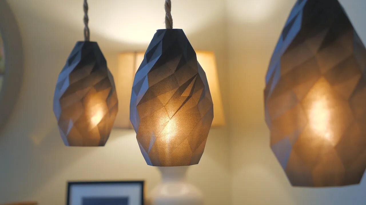 Beautiful Minimalist-Modern 3D Printed Pendant Light Lampshade *DIY* ~ Protopasta Iron Metal PLA