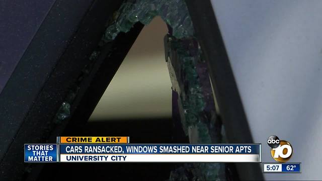 Cars ransacked, windows smashed near senior homes