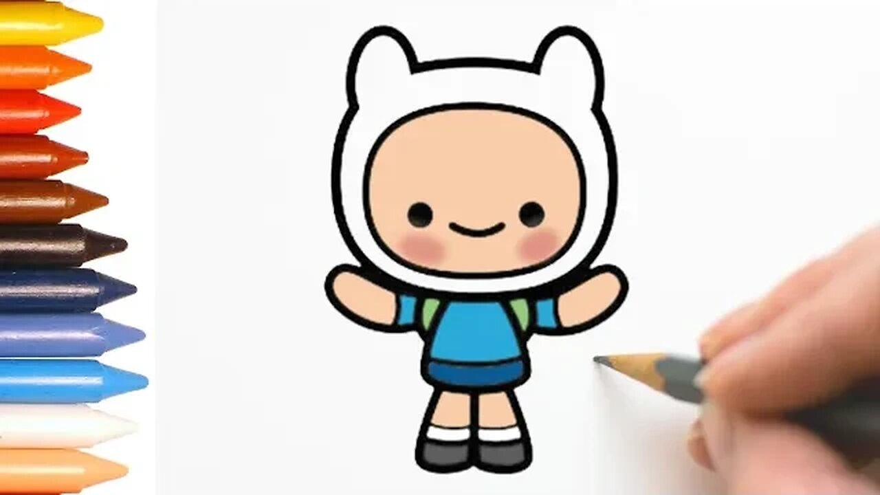 COMO DESENHAR FINN KAWAII - HORA DA AVENTURA - PASSO A PASSO