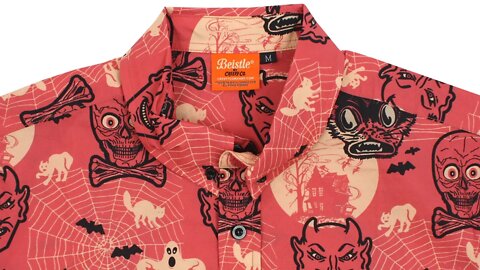 Opening the Beistle Spooky-ville Vintage Halloween Button-up Hawaiian Shirt from Creepy Co.