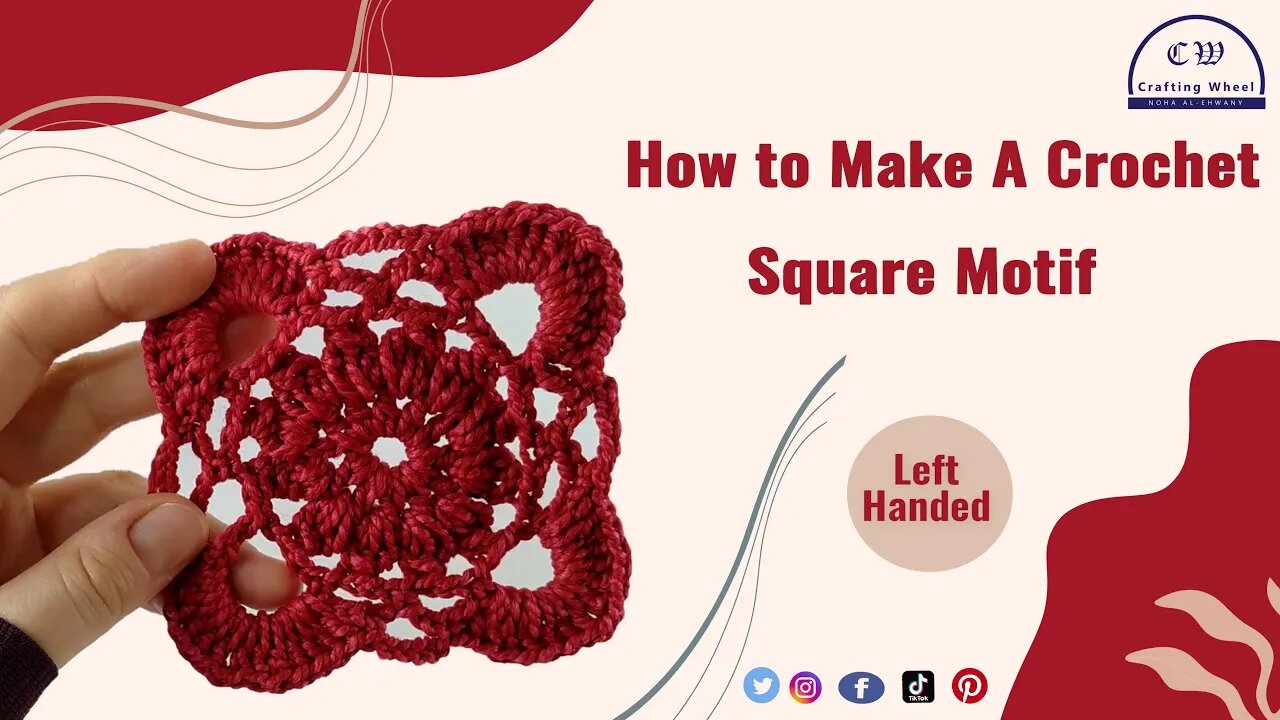How to make a crochet square motif ( Left - Handed ) - crafting wheel.
