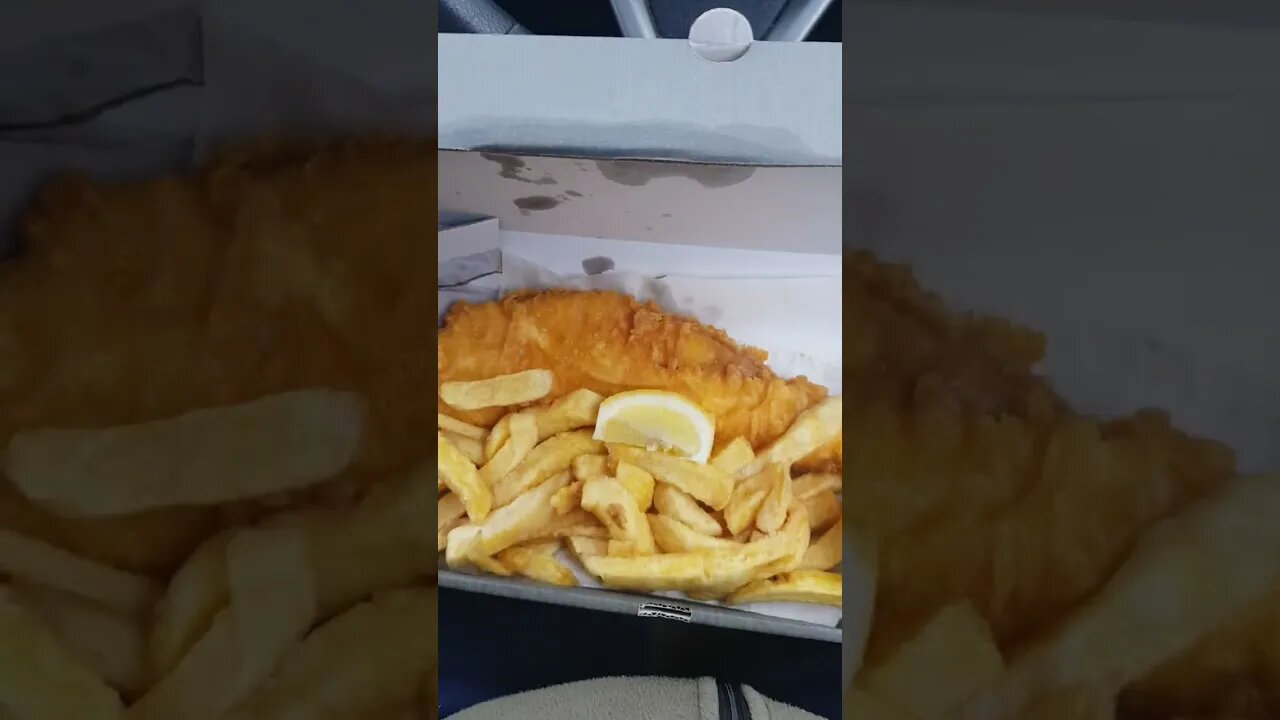 fish and chips in the car overlooking the sea 29th March 2023