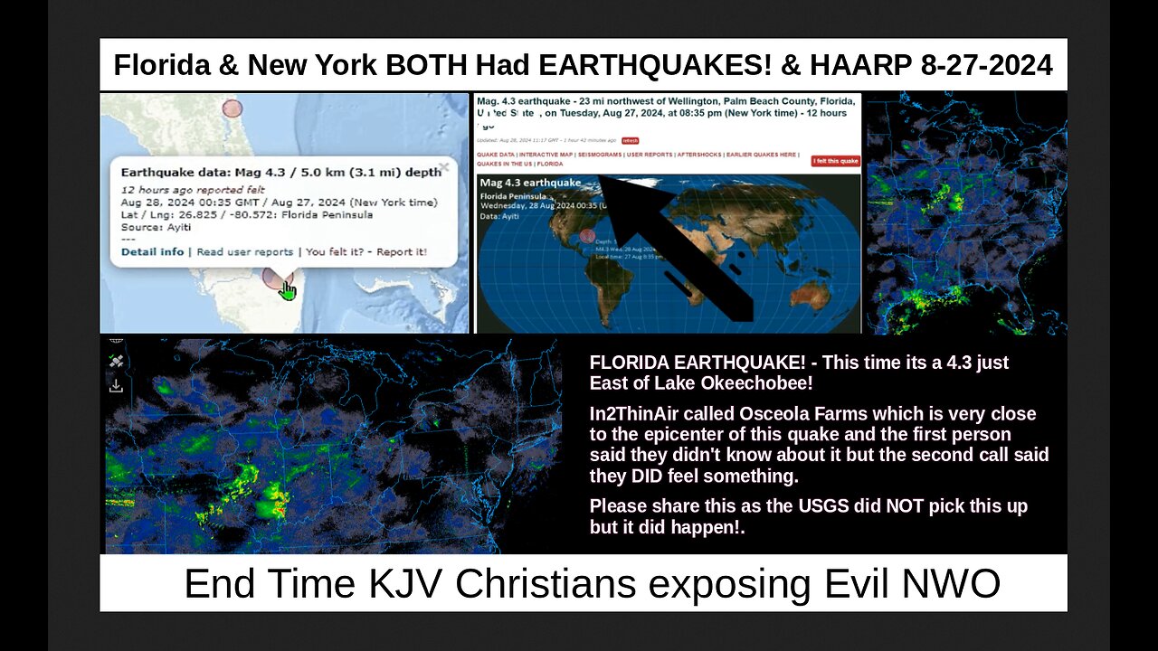 Florida & New York BOTH Had EARTHQUAKES! & HAARP 8-27-2024