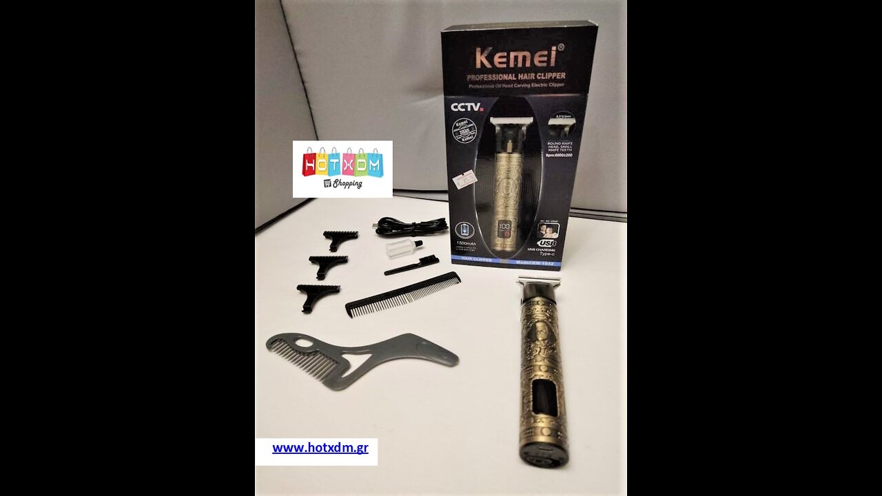 Kemei KM-1942 Ξυριστική & κουρευτική μηχανή επαναφορτιζόμενη