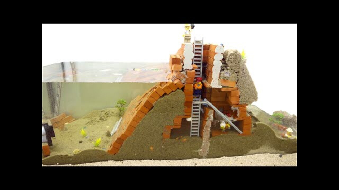 Original Video Of Flood And Dam Breach Experiment - LEGO Minifigs Fortified Dam