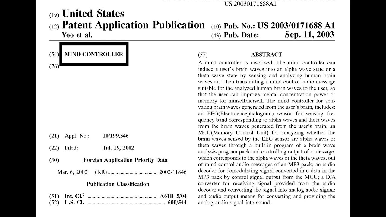 Mind Controller Patent & List of Hypnosis Inducing Technology, Latest