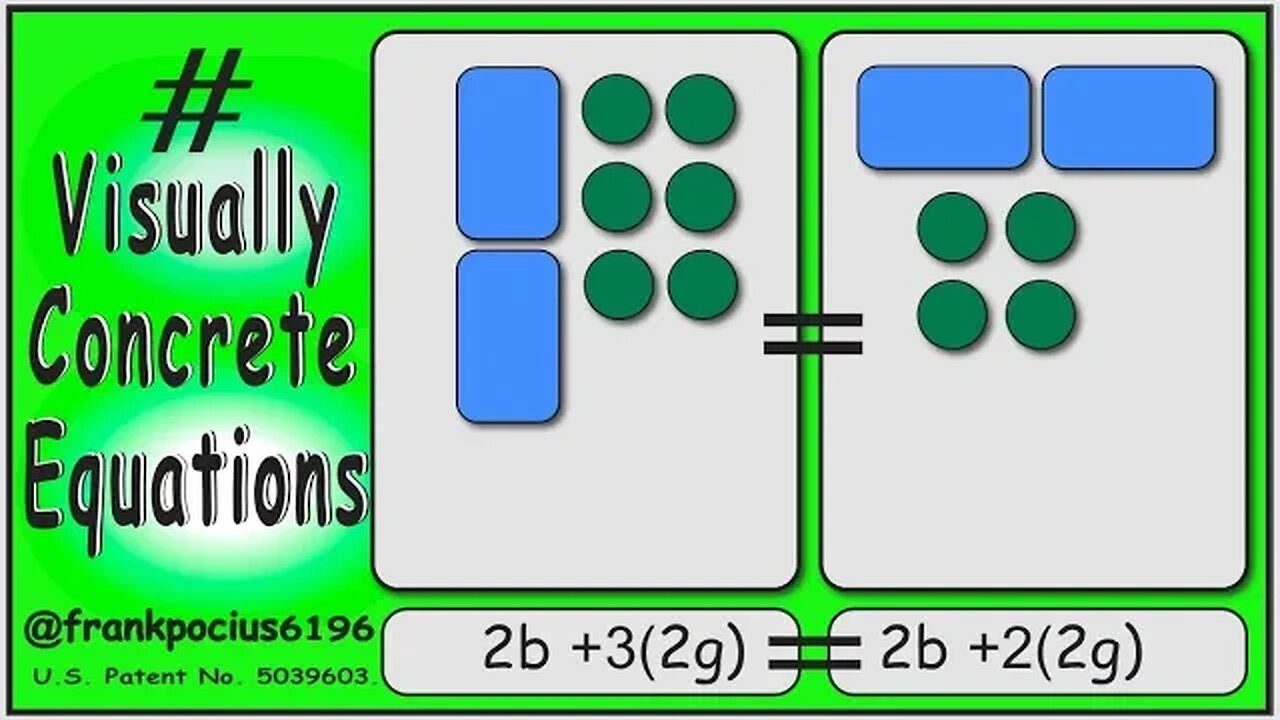 VISUAL EQUATION _ 2b +6g = 2b +4g _ SOLVING BASIC EQUATIONS _ SOLVING BASIC WORD PROBLEMS