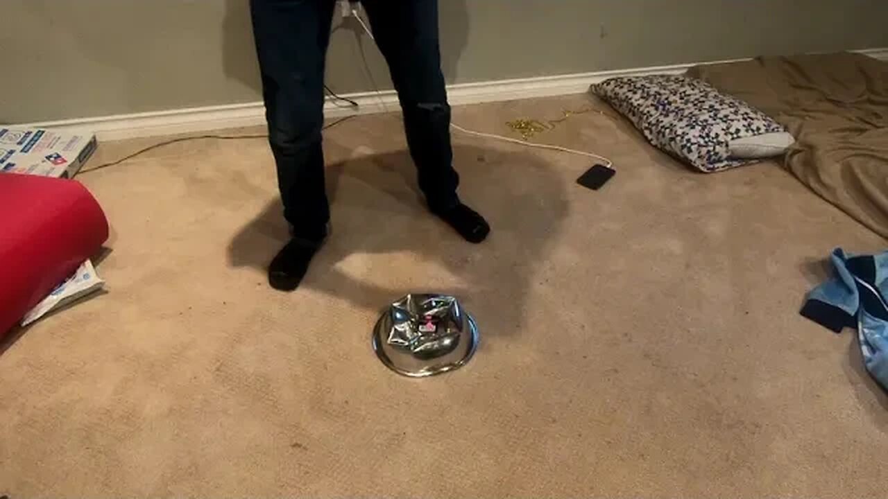 destroying a metal bowl