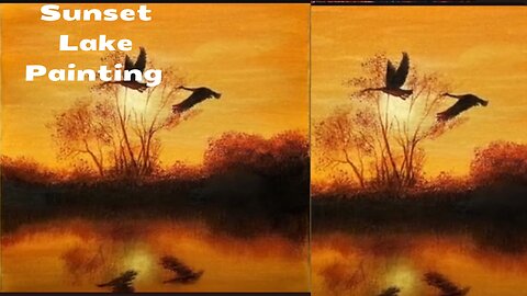 How to Draw a Sunset Lake / Acrylic Painting for Beginners