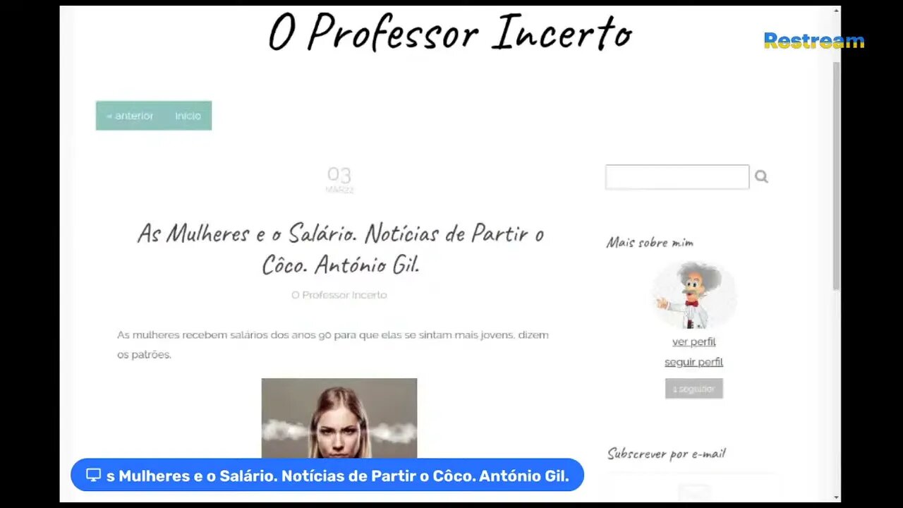 As Mulheres e o Salário. Notícias de Partir o Côco. António Gil