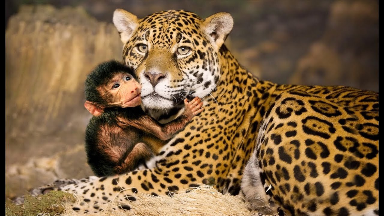 Leopard Attacking a Monkey and Protecting a Baby Baboon