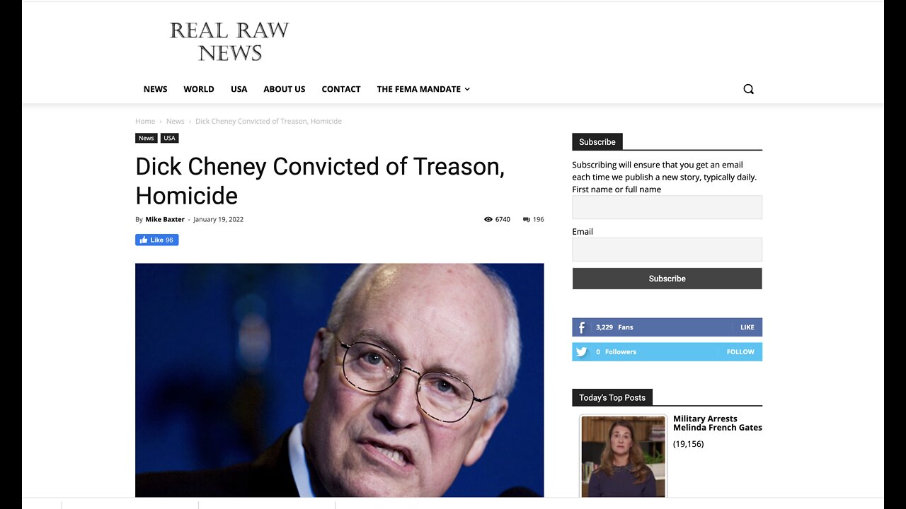 Cheney Convicted of Treason in Just 2 Hours