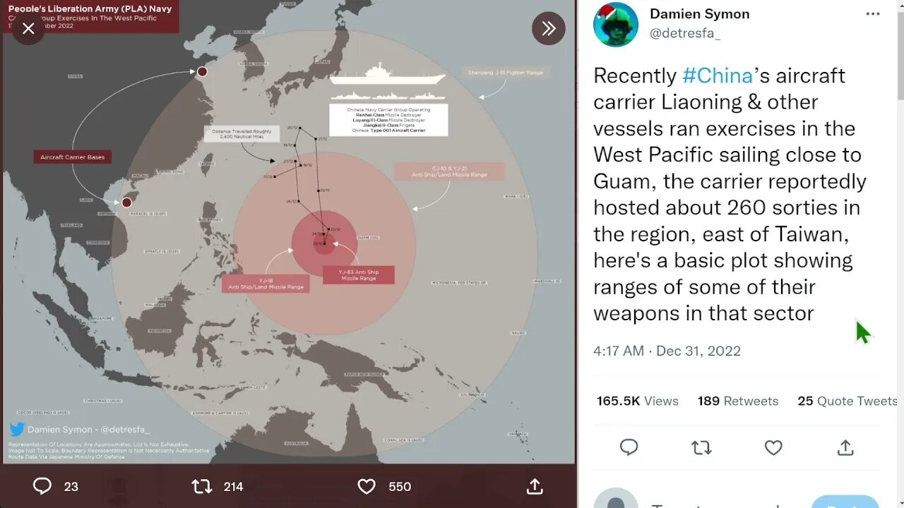 近日，中國航母遼寧艦等艦艇在西太平洋靠近關島進行演習