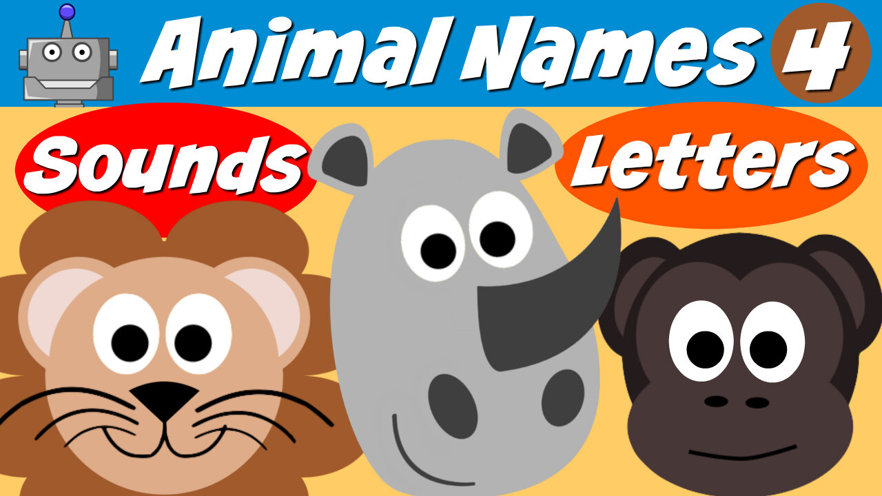 Animal Names 4 - Lion, Rhino, Monkey, Giraffe, Mountain Goat, Bear